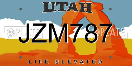 JZM787 Utah License Plate