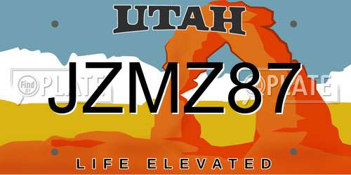 JZMZ87 Utah License Plate