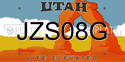 JZS08G Utah License Plate