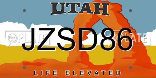 JZSD86 Utah License Plate
