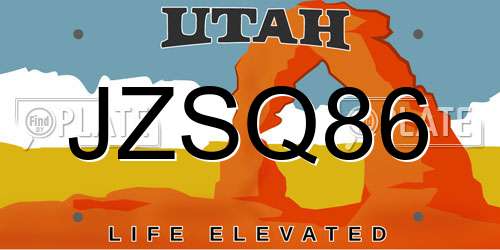 JZSQ86 Utah License Plate