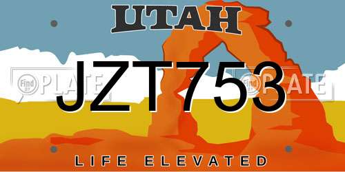JZT753 Utah License Plate