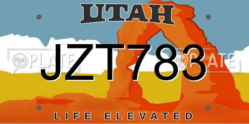 JZT783 Utah License Plate