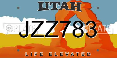 JZZ783 Utah License Plate