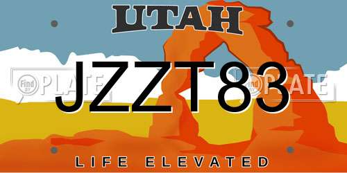JZZT83 Utah License Plate