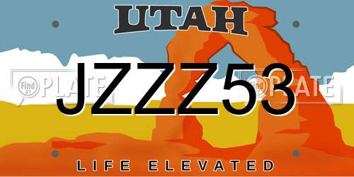 JZZZ53 Utah License Plate