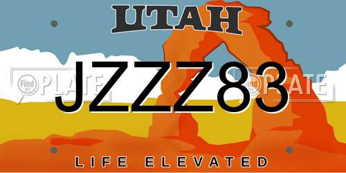 JZZZ83 Utah License Plate