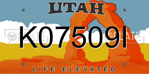 K07509I Utah License Plate