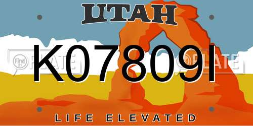 K07809I Utah License Plate