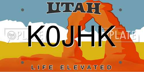 K0JHK Utah License Plate