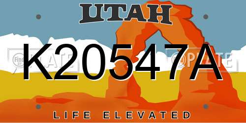 K20547A Utah License Plate