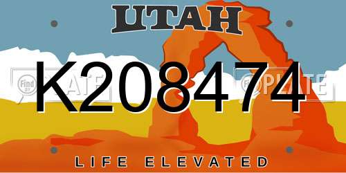 K208474 Utah License Plate