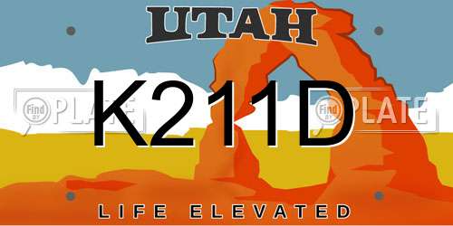 K211D Utah License Plate