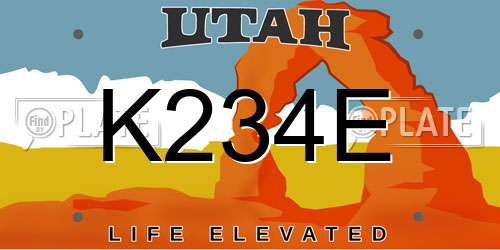 K234E Utah License Plate