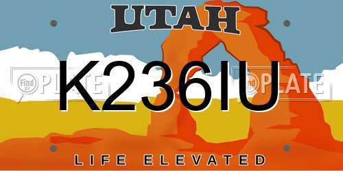 K236IU Utah License Plate