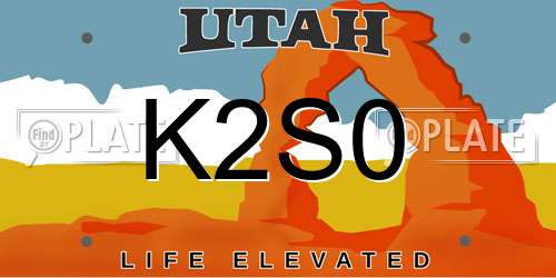 K2S0 Utah License Plate