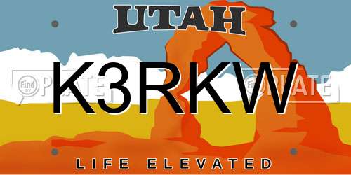 K3RKW Utah License Plate