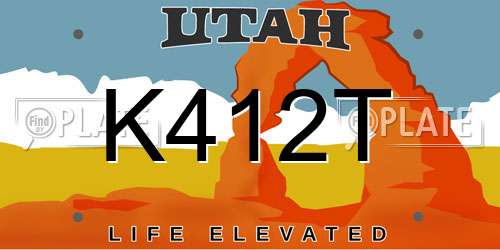 K412T Utah License Plate