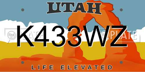 K433WZ Utah License Plate