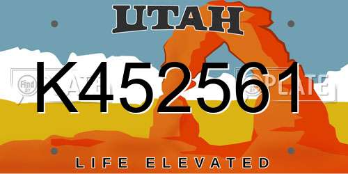 K452561 Utah License Plate
