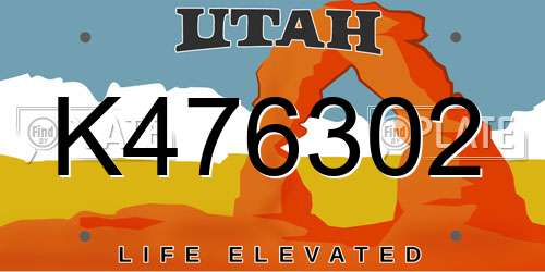 K476302 Utah License Plate