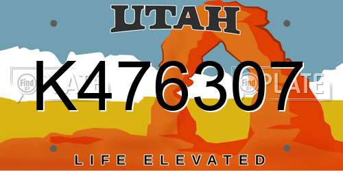 K476307 Utah License Plate