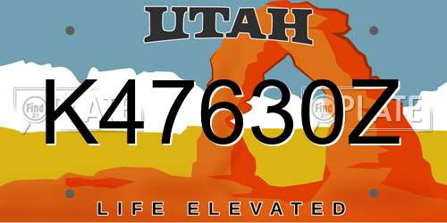 K47630Z Utah License Plate