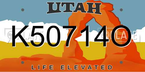 K50714O Utah License Plate
