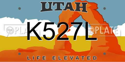 K527L Utah License Plate