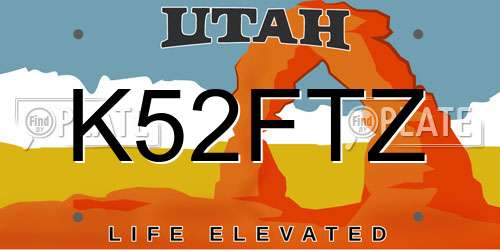 K52FTZ Utah License Plate