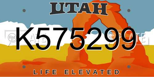 K575299 Utah License Plate