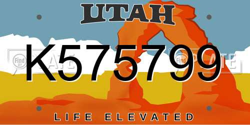 K575799 Utah License Plate