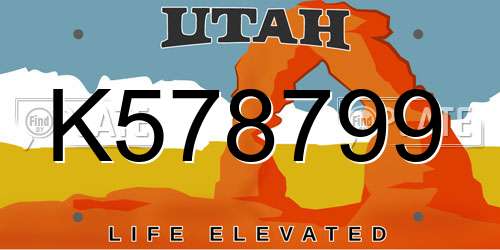K578799 Utah License Plate