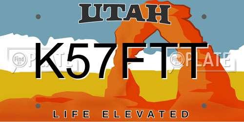 K57FTT Utah License Plate