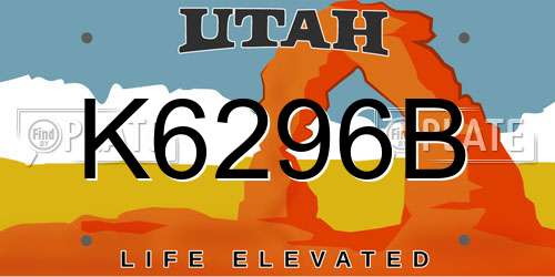 K6296B Utah License Plate