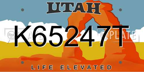 K65247T Utah License Plate