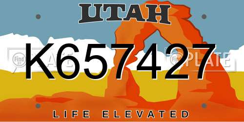 K657427 Utah License Plate