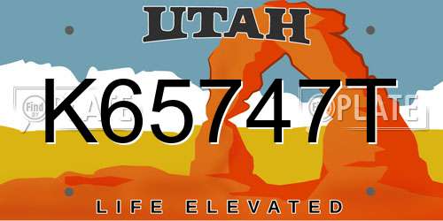 K65747T Utah License Plate