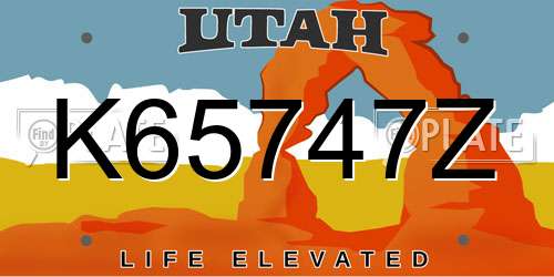 K65747Z Utah License Plate