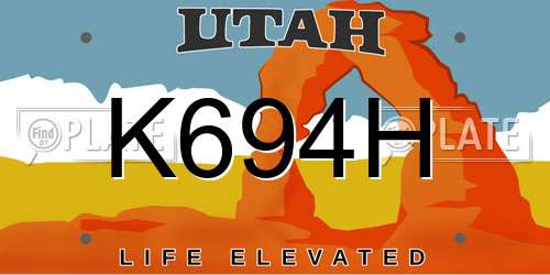 K694H Utah License Plate
