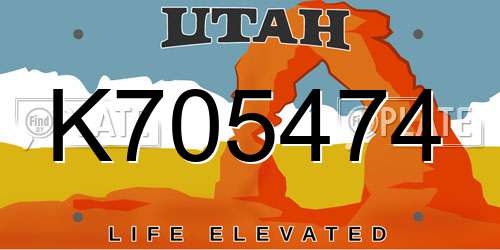 K705474 Utah License Plate