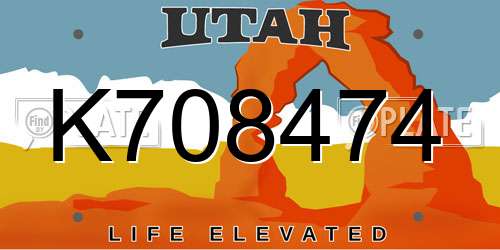 K708474 Utah License Plate