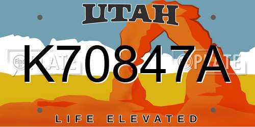 K70847A Utah License Plate