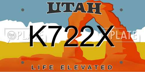 K722X Utah License Plate