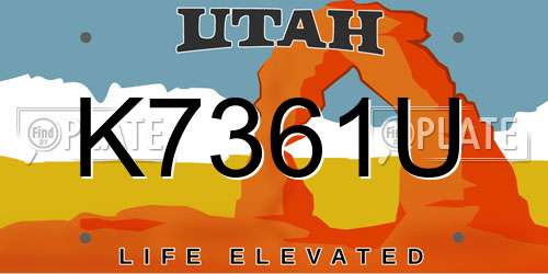 K7361U Utah License Plate