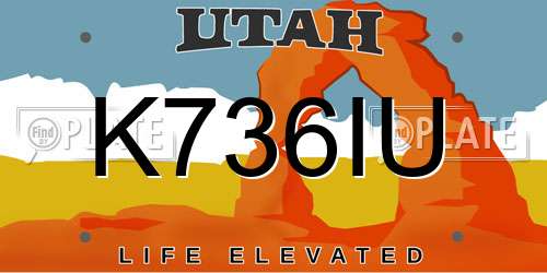 K736IU Utah License Plate