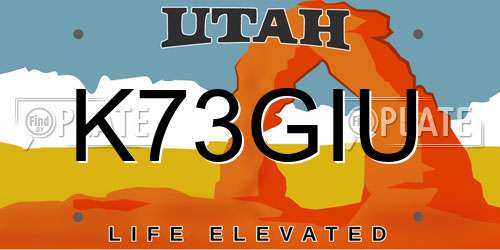 K73GIU Utah License Plate