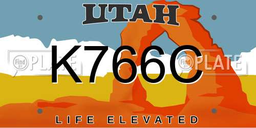 K766C Utah License Plate