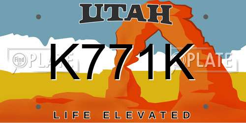 K771K Utah License Plate