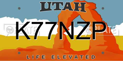 K77NZP Utah License Plate